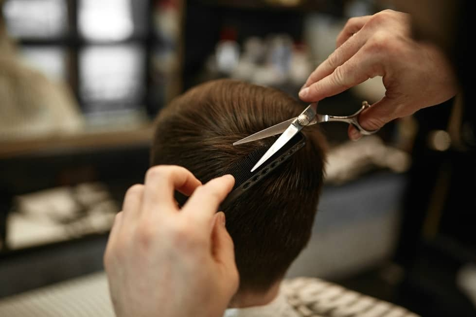 cutting sticking up hair
